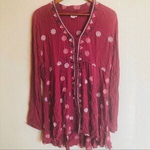 Litchiken Burgundy Embroidered Tunic